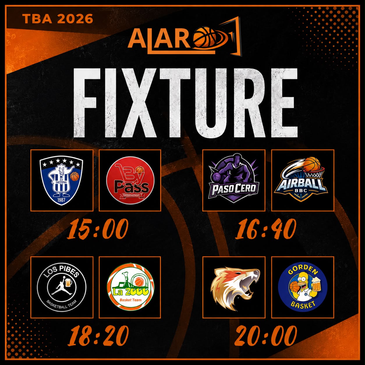 Básquetbol AMATEUR de Salto de este próximo Domingo 26 de Julio.