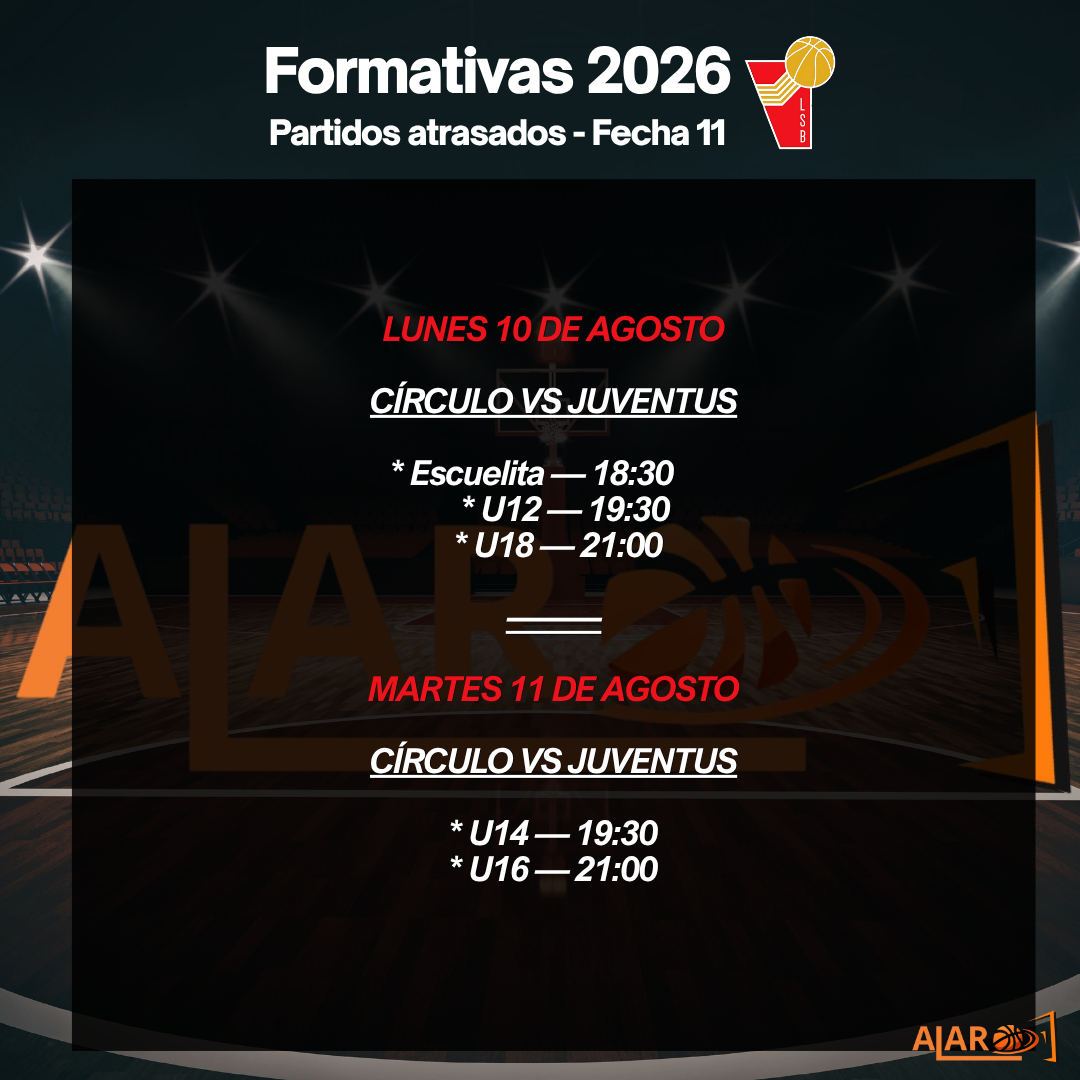 Partidos atrasados de FORMATIVAS Fecha 11.